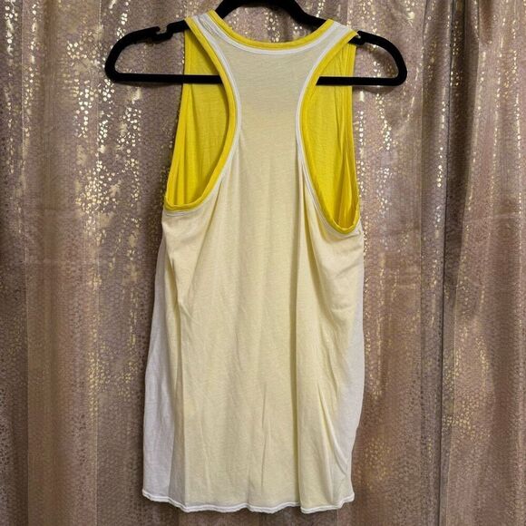 Helmut Lang Yellow White Devotee Tank Top Blouse Size Medium - Picture 2 of 8